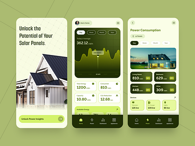 Green Power: Designing the Ultimate Solar Panel App UI clean energy app design agency green energy green power green power ui indian design agency mobile app renewable energy app solar app solar app ui ui ui ux user interface