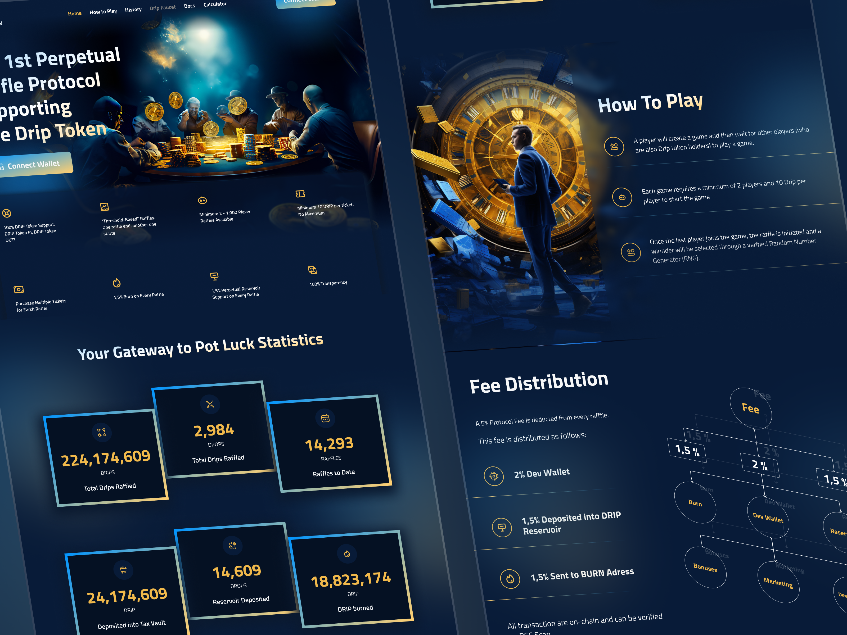 Drip Pot Luck - Landing Page Design for Crypto Raffle crypto design raffle ui ui ux ui design uidesign uiux ux web3