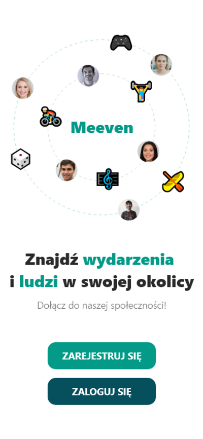 Meeven - discover events and people nearby! activity app concept dating app design events meet new people meeting app polish social app social life tinder ui