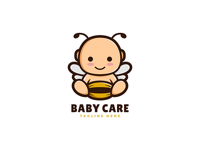 Cute Baby Shop Logo Design baby bee branding care cute design graphic design illustration kids logo logos shop store vector