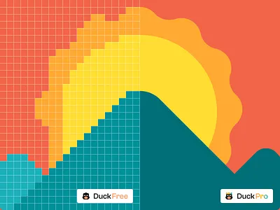 Pixelated graphic color comparison design illustration nature pixel pixelart pixels raster sunrise sunset ui ux vector yellow