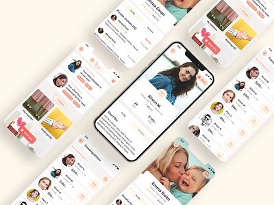 OliveUS | Babysitting Booking App | User Profile app design babysitting booking branding daily ui listing mobile design product cards ui ui trends user profile ux ui