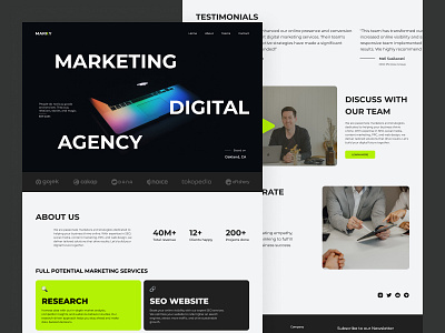 Digital Marketing Agency Landing Page agency collaboration desktop digital landing list market marketing page research team testimonials website work