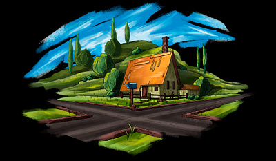 little house art artist dead inside art 28 design digital drawing graphic design house illustration landscape perspective process