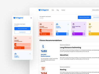 Personal Genetic Result for Fitness autolayout branding color system dashboard figma inspiration interface mobile ui user experience web