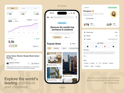 Qumiqo - Architecture Mobile Design apartement app app design architecture catalog clean graph house interior ios mobile mobile dashboard mobile platform modern property real estate residence social startup ui ux