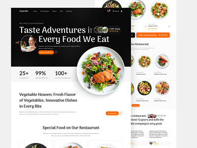 Vegetable Food Website - Restaurant Food app clean e commerce food landing landing page page restorant ui uidesign ux vegetable