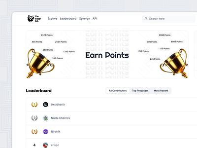 Leaderboard Page Design design leaderboard ui web3 webdesign