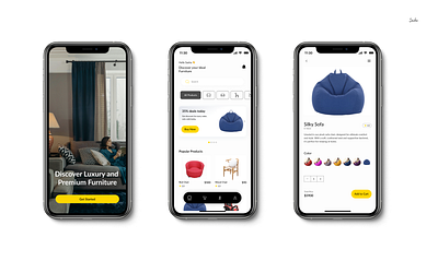 Furniture Mobile App chair e commerce figma funiture mobileapp productdesign productdesigner ui uidesigner uiux uiuxdesigner ux uxdesigner