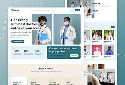 Doctors - Online Consulting Service app design graphic design landing page ui uiux user experience user infterface ux web design web page design