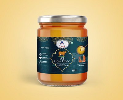 A2 Ghee Label Design a2 ghee label box design branding dairy packaging dairy product food packaging ghee ghee label design label design logo design mockup packaging pouch design