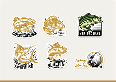 Dynamic Fish Vector Badges graphic design logo