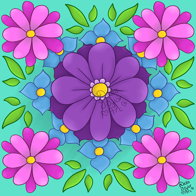 Mandala Flower digital art digital illustration repeating design tiling art