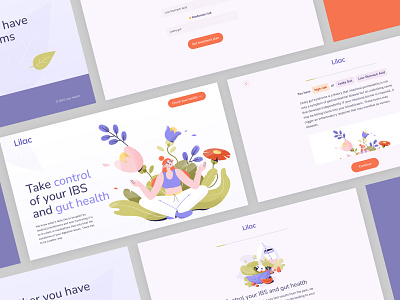 Lilac — innovation in IBS care bachoodesign clean design desktop graphic design health illustration interface orange purple screens ui ux webdesign website
