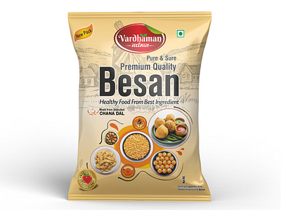 Besan Pouch Design atta design atta pouch design box design branding flour pouch design fmcg packaging food packaging graphic design indian foods label design logo design maida pouch design mockup design packaging pouch design sesan pouch design