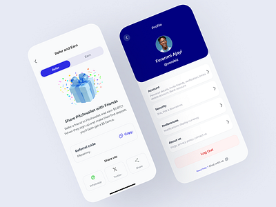 Referral & Profile UI Design Screen blockchain cryptocurrency ins inspiration mobile app my profile profile settings referral ui ui design