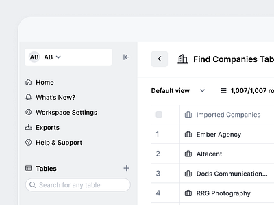 workspaces clean data table ui ux workspace