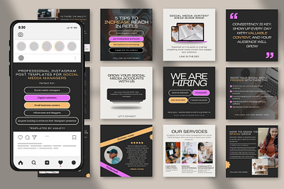 Professional Instagram Post Templates for Social Media Managers advertising branding canva canva template creative templates design graphic design instagram instagram post marketing social media design social media graphics social media manager social media marketing