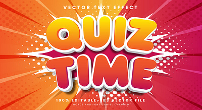 Quiz Time 3d editable text style Template doodle