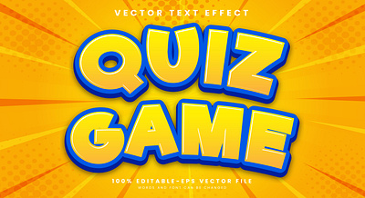 Quiz Game 3d editable text style Template doodle