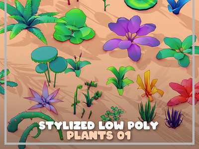 Stylized Low Poly Plants 01 3d 3dmodeling b3d blender blender3d cartoon environment illustration low poly lowpoly props