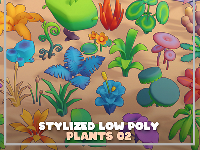 Stylized Low Poly Plants 02 3d 3dmodeling b3d blender blender3d cartoon environment illustration low poly lowpoly plants props