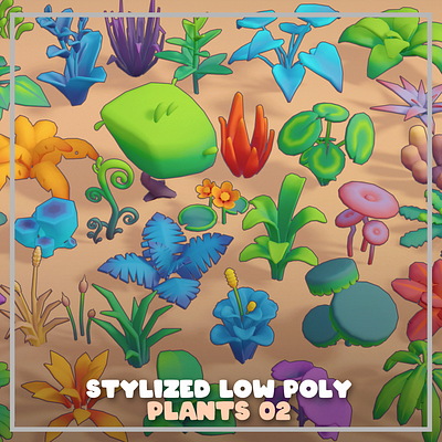 Stylized Low Poly Plants 02 3d 3dmodeling b3d blender blender3d cartoon environment illustration low poly lowpoly plants props