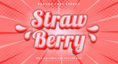 Straw Berry 3d editable text style Template fancy