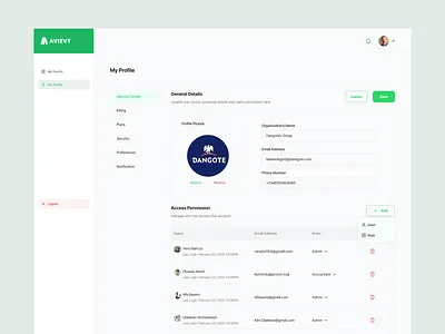 MY PROFILE EVENT MANAGEMENT WEB DESIGN dashboard design event management inspiration mobile app saas ui
