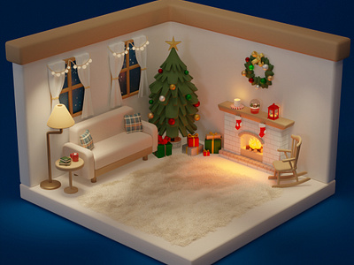 Xmas Theme Isometric Place 3d assets blender design game illustration isometric low poly mobile props