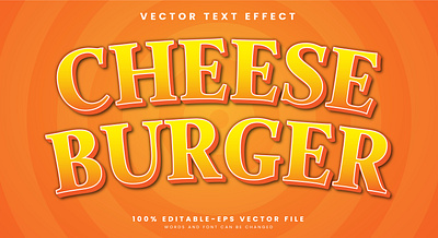 Cheese Burger 3d editable text style Template design