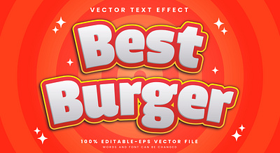 Best Burger 3d editable text style Template design