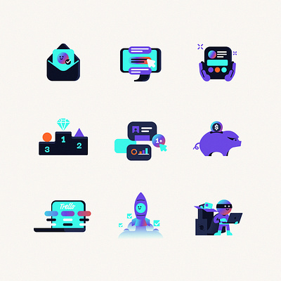 Icons for landing page branding colors email flat design graphic design icons landing page savings ui vector