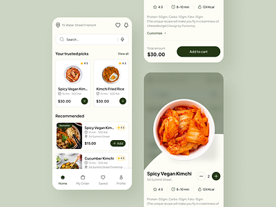 Restaurant App UI Design cabbage cafe creative delivery delivery app delivery service fast food fluttertop food food app food app design food order foodie kimchi korea mascot online food order ordering restaurant