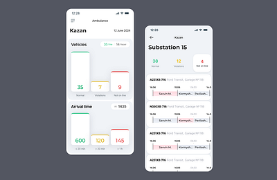 Ambulance managing app app interface ios ui
