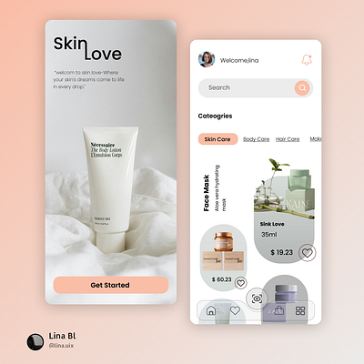 beauty products app ui