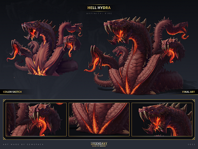 Hell Hydra 2d art cgi character character design concept concept art digital 2d digital art fantasy game game art game of heroes gamepack illustration legendary mobile games