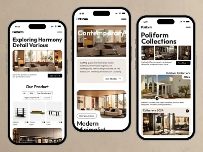 Poliform - Interior Design Modern Minimalist Website - Mobile architecture branding case study clean company profile interior landing page luxury minimalist modern personal website responsive responsive website ui ux web design web designer website website design website designer