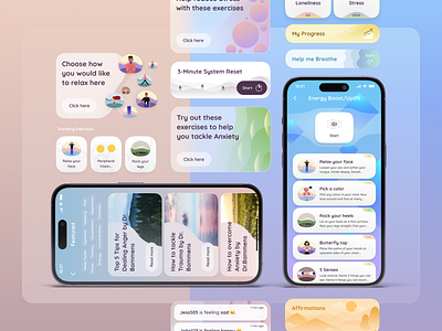 Meditation app - Head On android app app design branding design flar healt healthcare illustration ios minimalistic mobile mobile app sleep diary ui uiux welness