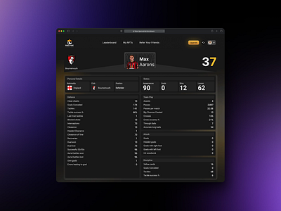 Player States Screen crypto design player sports ui ux