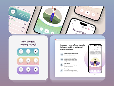 Meditation app -Head On android app app design branding design flat health healthcare ios meditation minimalistic mobile app ui uiux ux wellness