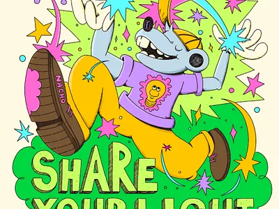 Share Your Light cartoon illustration lowbrow sticker design t shirt design voodoo salad