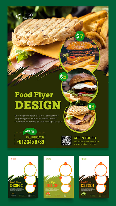 Food flyer design template promotion