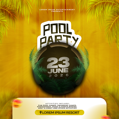 Fictional Summer Pool Party Flyer Design branding graphic design