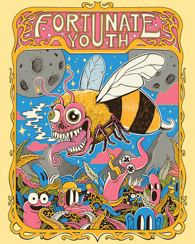 Poster design for Fortunate Youth fortunate youth illustration lowbrow poster design surreal trippy voodoo salad