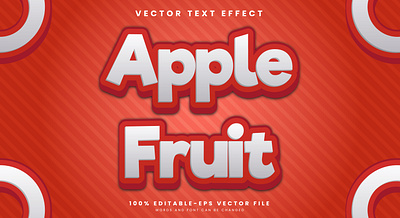 Apple Fruit 3d editable text style Template fresh