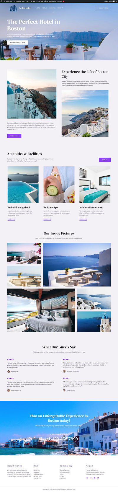 HOTEL RENTAL HOME PAGE hotel rental vacation rental vacation website web design