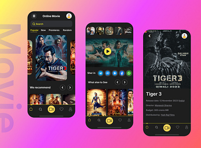 Movie Application UI Design photoshop prototype ui ux