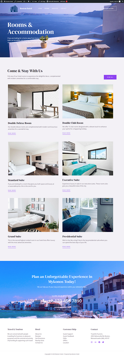 HOTEL RENTAL ROOM PAGE hotel booking illustration vacation rental vacation website web design