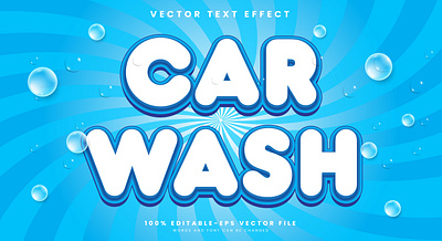 Car Wash 3d editable text style Template elegant